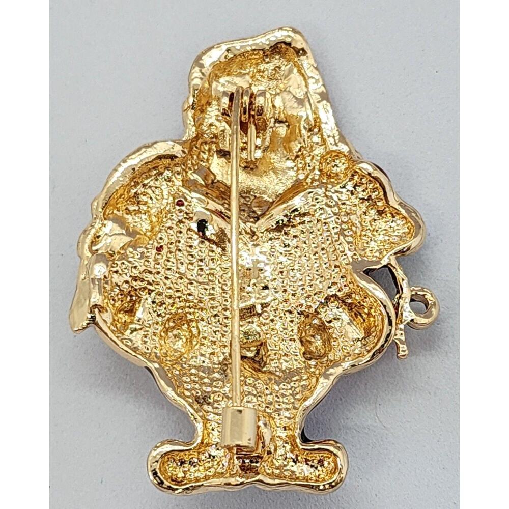 Santa Holding Christmas Lights Brooch Enamel Finish Bright & Cheerful - Picture 5 of 5